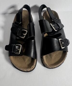 Anna Kids Black Double Buckle Cork Footbed Sandals Girls Size 8